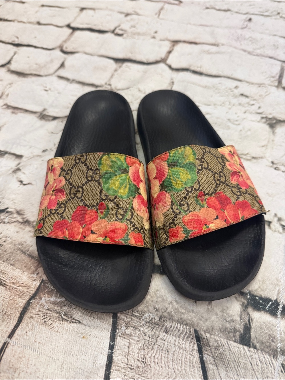 Gucci GG Blooms Supreme Slides Sandals Size 39 Women’s Shoes US 9 - Picture 3 of 16